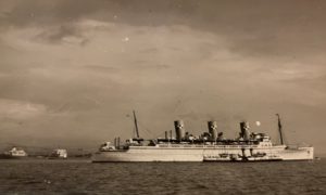 Waverley alongside the great trans Atlantic steamers - early 1950s